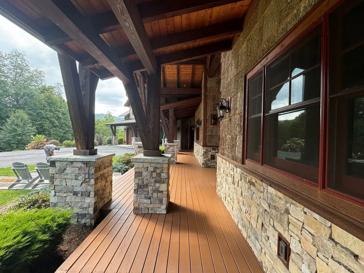 Finished covered porch deck