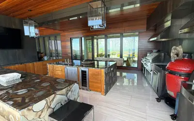 Porcelain tile floor cleaned outdoor kitchen