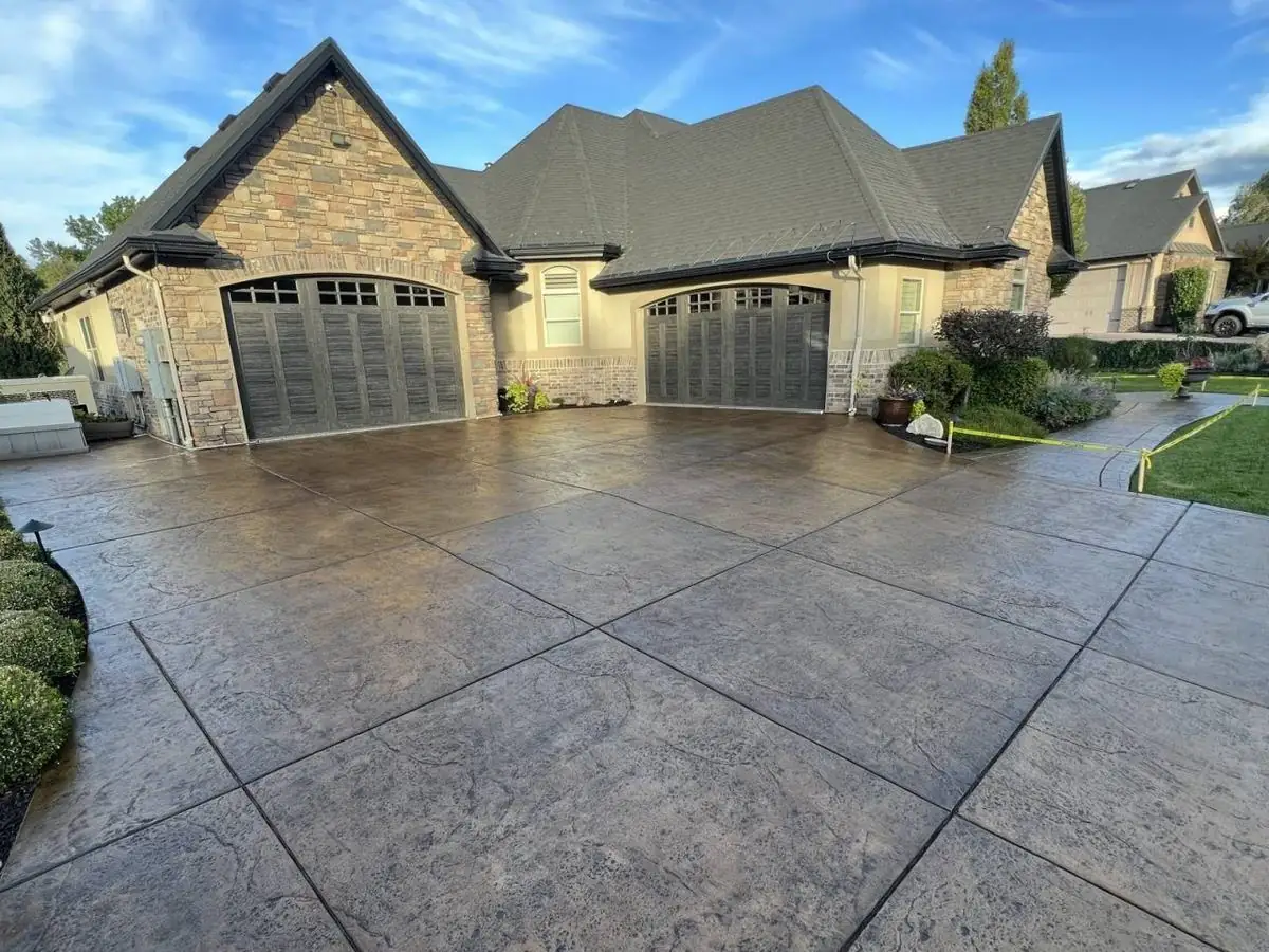 Sealed stamped concrete driveway